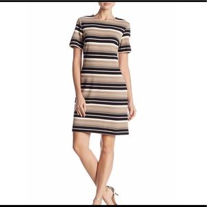 New Dress under $25 Metallic Stripe Crew Neck Mid